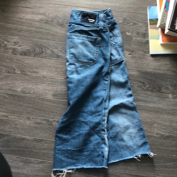 Diesel mod Hipper Custom Culottes 28/19 super extra flare raw cut capri hem - Picture 1 of 4